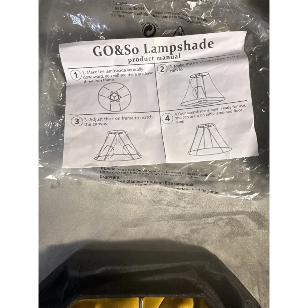 GO&So Lampshade Set of 13.5in Black Yellow Collapsible Handmade New